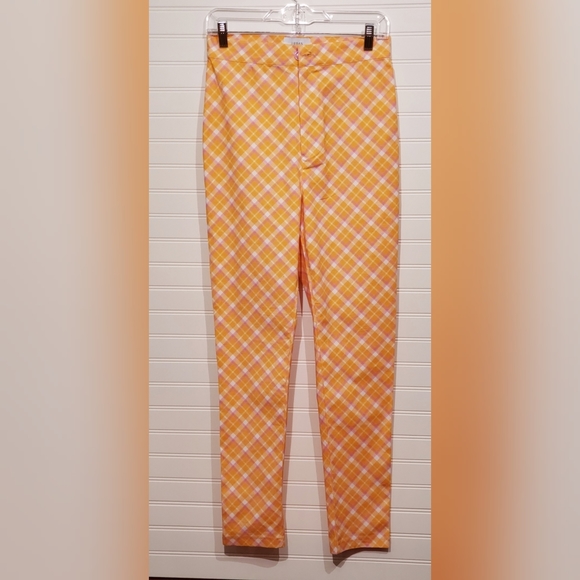 Urban Outfitters Orange Plaid Straight Leg Capri - Picture 2 of 5